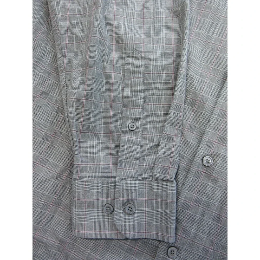 Banana Republic Shirt Men's XXL 2XL Slim Fit Wrinkle Resistant Plaid Gray